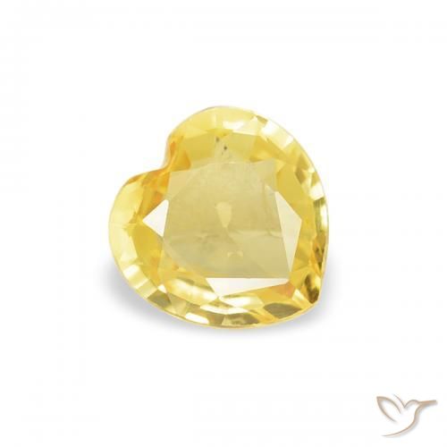 0.35 ct Yellow Sapphire Stone, Natural Sapphire in Heart Facet Shape for Sale