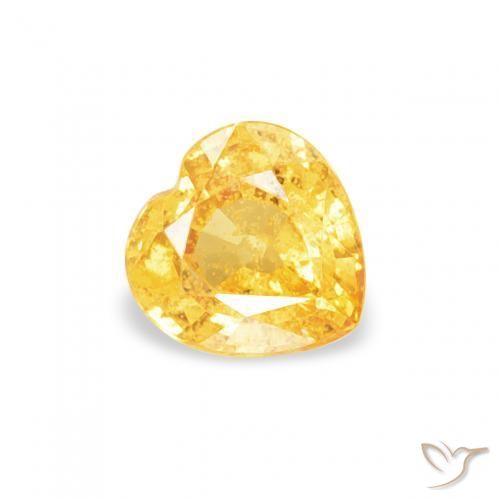0.47 ct Golden Sapphire Stone, Natural Sapphire in Heart Facet Shape for Sale