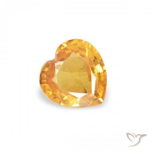 0.29 ct Golden Sapphire Stone, Natural Sapphire in Heart Facet Shape for Sale