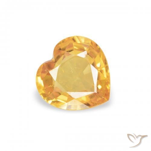 0.42 ct Golden Sapphire Stone, Natural Sapphire in Heart Facet Shape for Sale