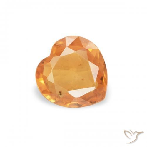 0.33 ct Orange Sapphire Stone, Natural Sapphire in Heart Facet Shape for Sale