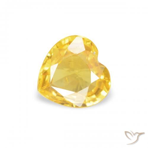 0.34 ct Yellow Sapphire Stone, Natural Sapphire in Heart Facet Shape for Sale