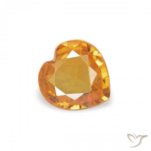 0.32 ct Golden Sapphire Stone, Natural Sapphire in Heart Facet Shape for Sale