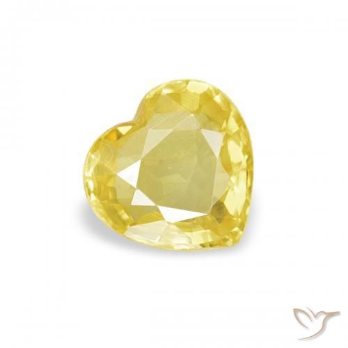 0.38 ct Yellow Sapphire Stone, Natural Sapphire in Heart Facet Shape for Sale