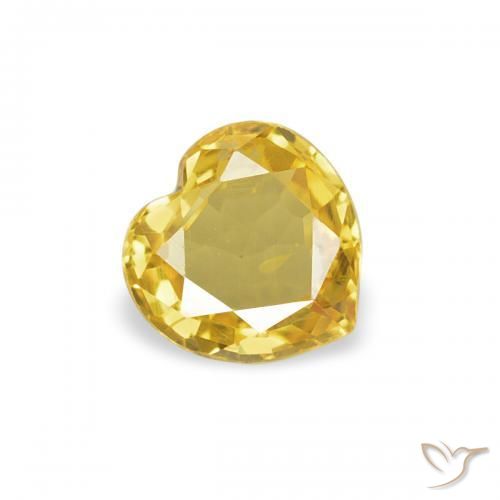 0.36 ct Yellow Sapphire Stone, Natural Sapphire in Heart Facet Shape for Sale