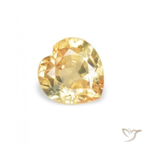 0.40 ct Golden Sapphire Stone, Natural Sapphire in Heart Facet Shape for Sale