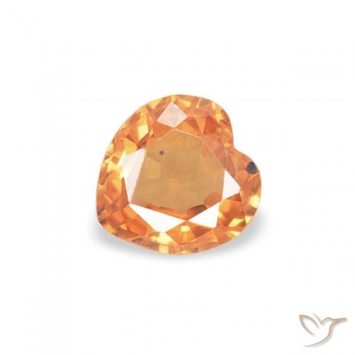 0.33ct Natural Bright Orange Sapphire, Heart, VS