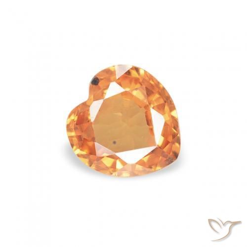 0.33 ct Orange Sapphire Stone, Natural Sapphire in Heart Facet Shape for Sale
