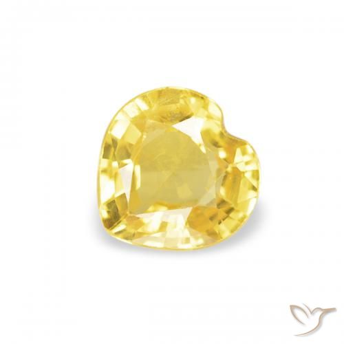 0.37ct Natural Medium Yellow Sapphire, Heart, VS