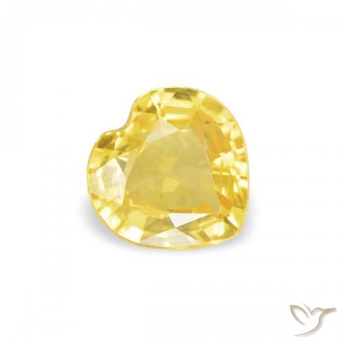 0.37 ct Yellow Sapphire Stone, Natural Sapphire in Heart Facet Shape for Sale