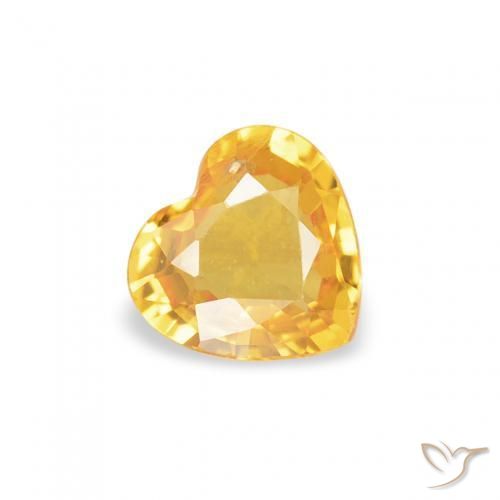 0.37 ct Golden Sapphire Stone, Natural Sapphire in Heart Facet Shape for Sale