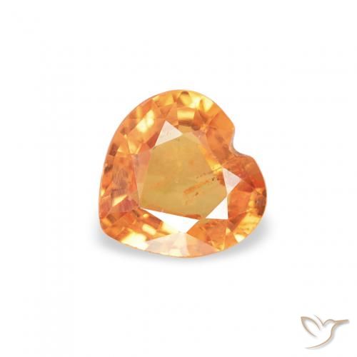 0.37ct Natural Bright Orange Sapphire, Heart, VS