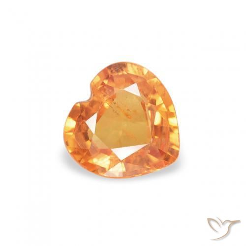 0.37 ct Orange Sapphire Stone, Natural Sapphire in Heart Facet Shape for Sale