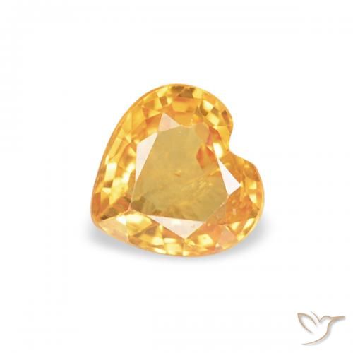 0.38ct Natural Medium Orange Sapphire, Heart, VS