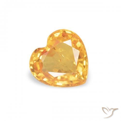 0.38 ct Golden Sapphire Stone, Natural Sapphire in Heart Facet Shape for Sale