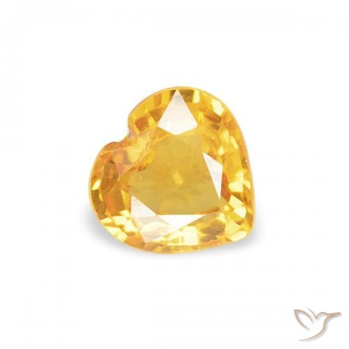 0.38 ct Golden Sapphire Stone, Natural Sapphire in Heart Facet Shape for Sale