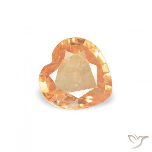 0.39 ct Orange Sapphire Stone, Natural Sapphire in Heart Facet Shape for Sale