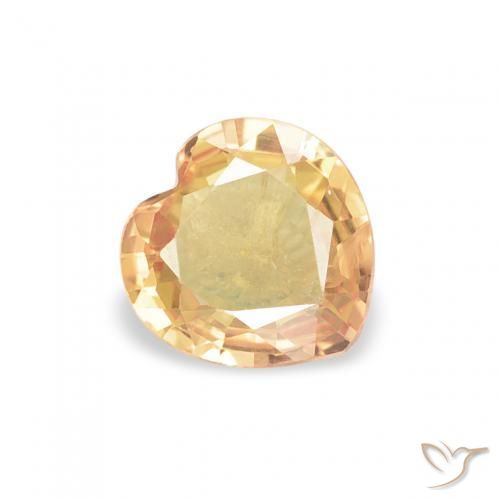 0.49 ct Golden Sapphire Stone, Natural Sapphire in Heart Facet Shape for Sale