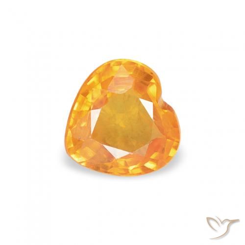 0.42ct Natural Medium Orange Sapphire, Heart, VS