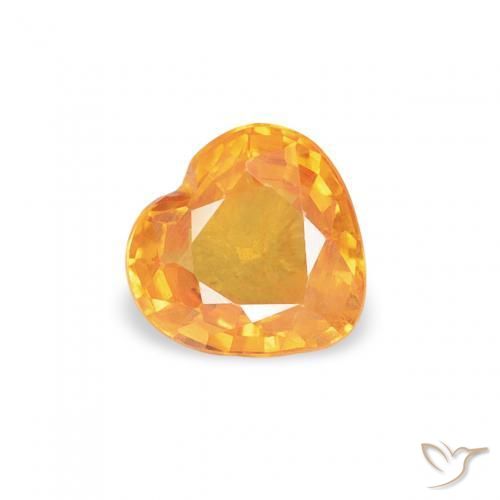 0.42 ct Orange Sapphire Stone, Natural Sapphire in Heart Facet Shape for Sale