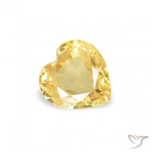 0.37 ct Golden Sapphire Stone, Natural Sapphire in Heart Facet Shape for Sale