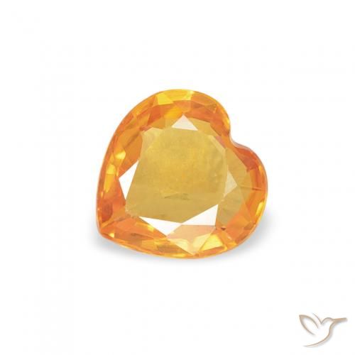 0.39ct Natural Medium Orange Sapphire, Heart, VS