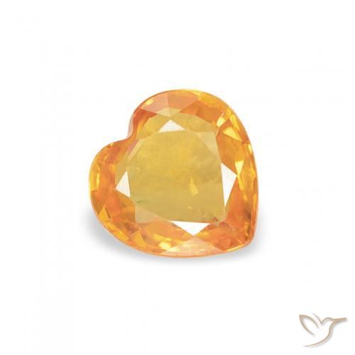 0.39 ct Orange Sapphire Stone, Natural Sapphire in Heart Facet Shape for Sale