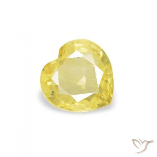 0.36 ct Yellow Sapphire Stone, Natural Sapphire in Heart Facet Shape for Sale