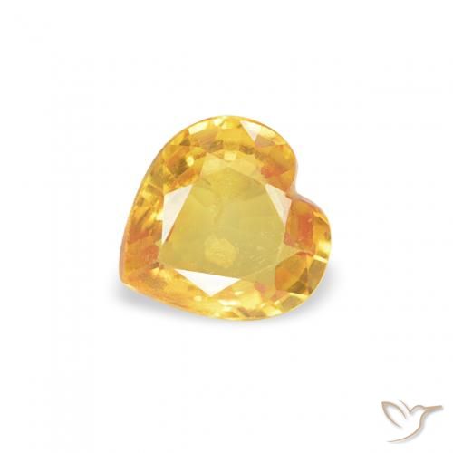 0.38 ct Golden Sapphire Stone, Natural Sapphire in Heart Facet Shape for Sale