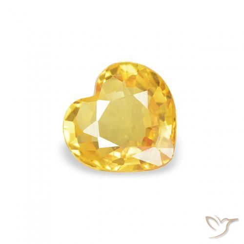 0.38 ct Golden Sapphire Stone, Natural Sapphire in Heart Facet Shape for Sale