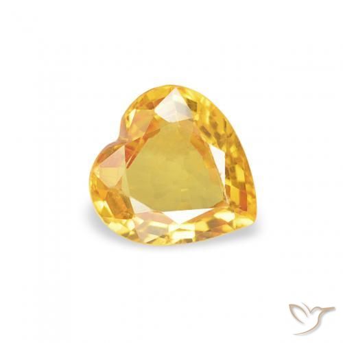 0.37 ct Golden Sapphire Stone, Natural Sapphire in Heart Facet Shape for Sale