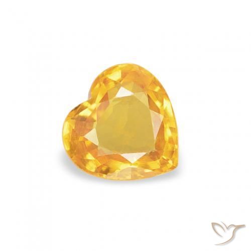 0.40 ct Golden Sapphire Stone, Natural Sapphire in Heart Facet Shape for Sale