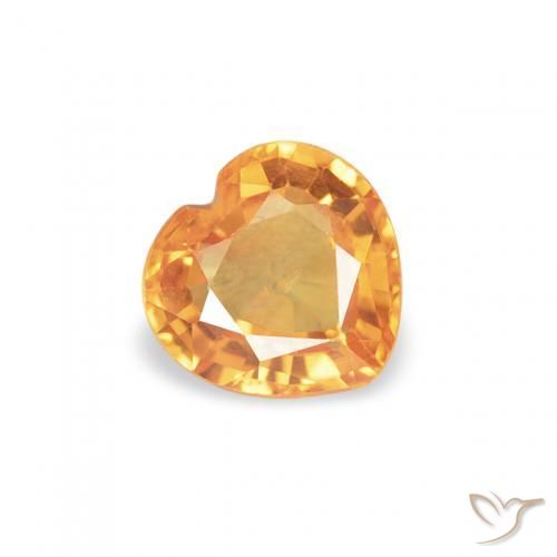 0.42 ct Golden Sapphire Stone, Natural Sapphire in Heart Facet Shape for Sale