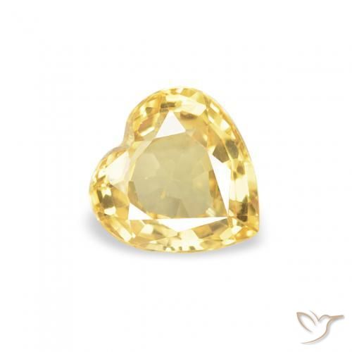 0.43 ct Golden Sapphire Stone, Natural Sapphire in Heart Facet Shape for Sale