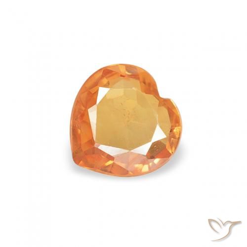 0.34ct Natural Medium Orange Sapphire, Heart, VS