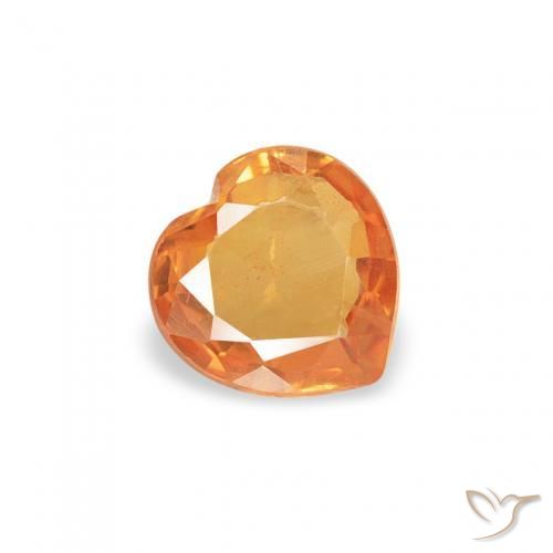 0.34 ct Orange Sapphire Stone, Natural Sapphire in Heart Facet Shape for Sale