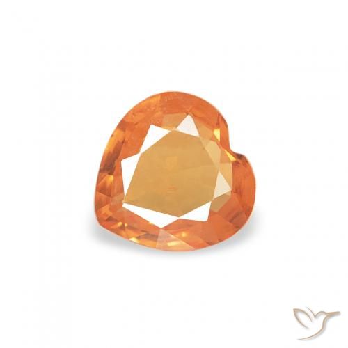 0.30 ct Orange Sapphire Stone, Natural Sapphire in Heart Facet Shape for Sale