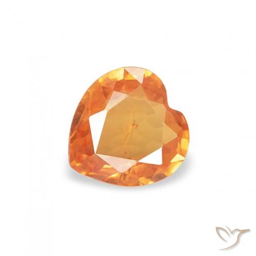 0.35ct Natural Bright Orange Sapphire, Heart, VS