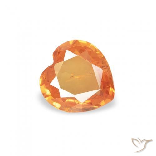 0.35 ct Orange Sapphire Stone, Natural Sapphire in Heart Facet Shape for Sale
