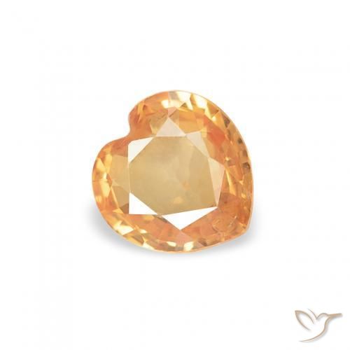 0.36 ct Orange Sapphire Stone, Natural Sapphire in Heart Facet Shape for Sale