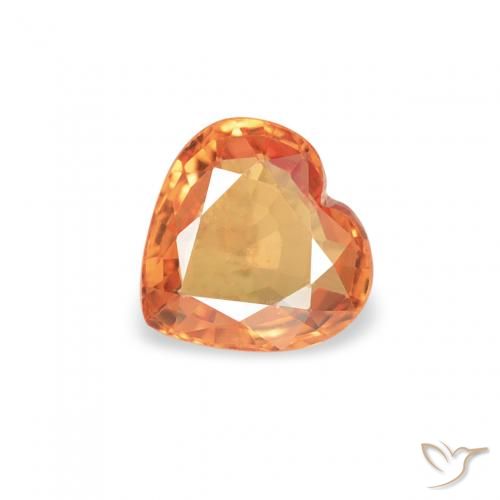 0.38ct Natural Bright Orange Sapphire, Heart, VS