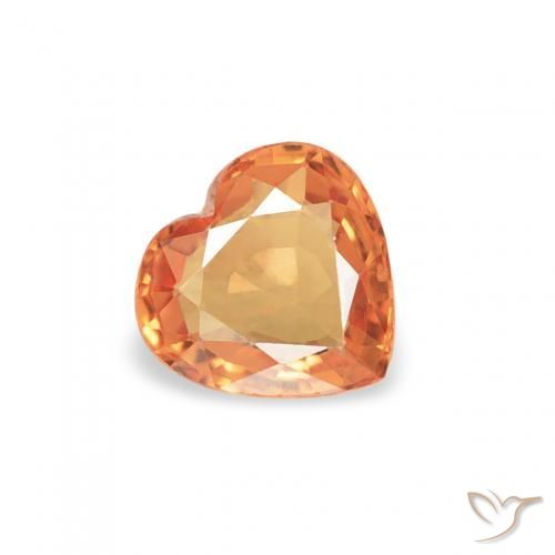 0.38 ct Orange Sapphire Stone, Natural Sapphire in Heart Facet Shape for Sale