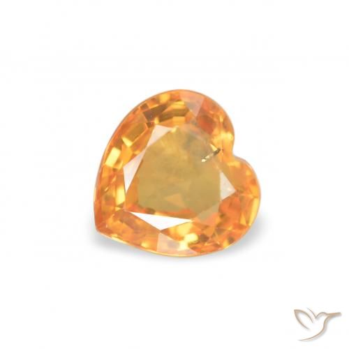 0.47ct Natural Medium Orange Sapphire, Heart, VS