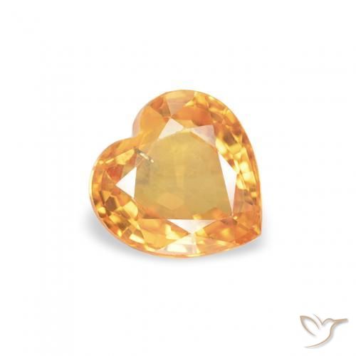 0.47 ct Orange Sapphire Stone, Natural Sapphire in Heart Facet Shape for Sale