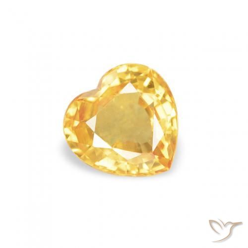 0.41 ct Golden Sapphire Stone, Natural Sapphire in Heart Facet Shape for Sale