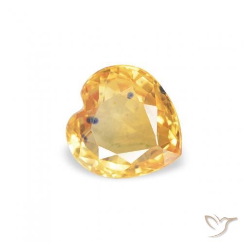 0.47 ct Golden Sapphire Stone, Natural Sapphire in Heart Facet Shape for Sale