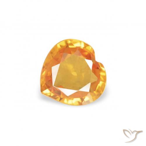 0.34ct Natural Medium Orange Sapphire, Heart, VS