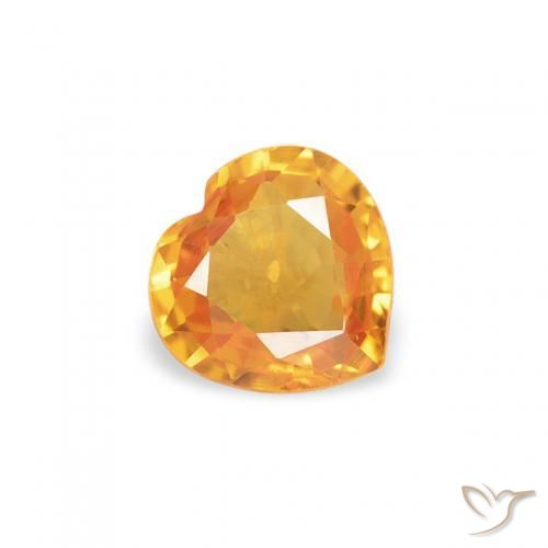 0.34 ct Orange Sapphire Stone, Natural Sapphire in Heart Facet Shape for Sale
