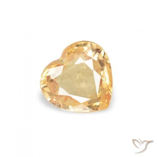 0.37 ct Golden Sapphire Stone, Natural Sapphire in Heart Facet Shape for Sale