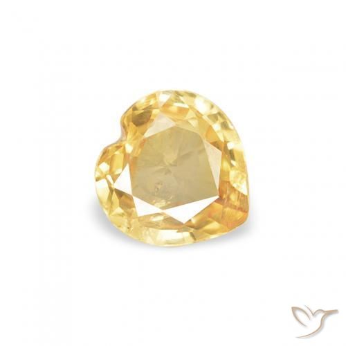 0.35 ct Golden Sapphire Stone, Natural Sapphire in Heart Facet Shape for Sale